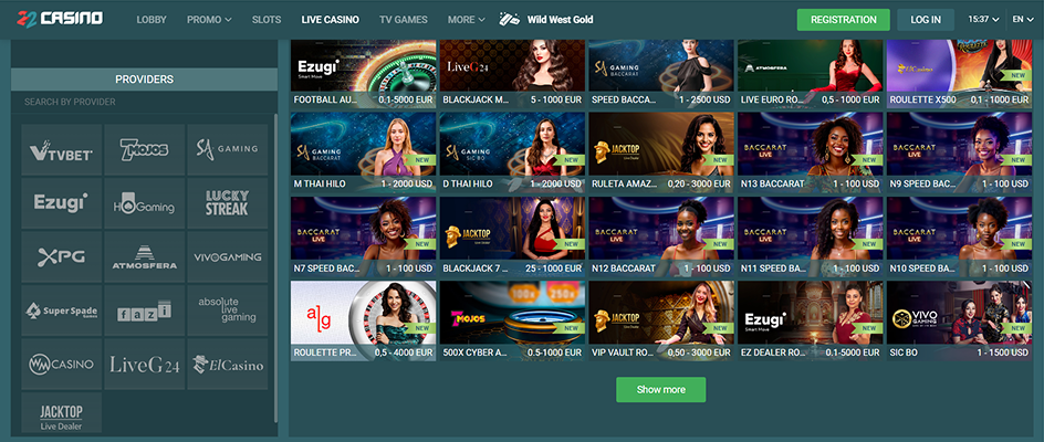 22Casino Delivci V Živo